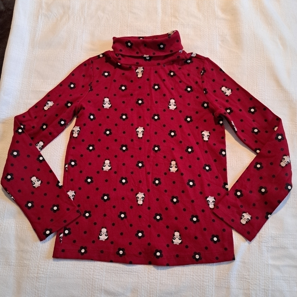 Gymboree girls red size 10 panda turtleneck